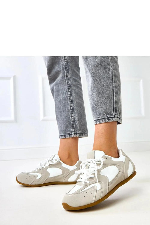 baskets femme basses sneakers rétro mesh blanc empiècements suédine beige cuir écologique bout rond lacets plats confort léger durable
