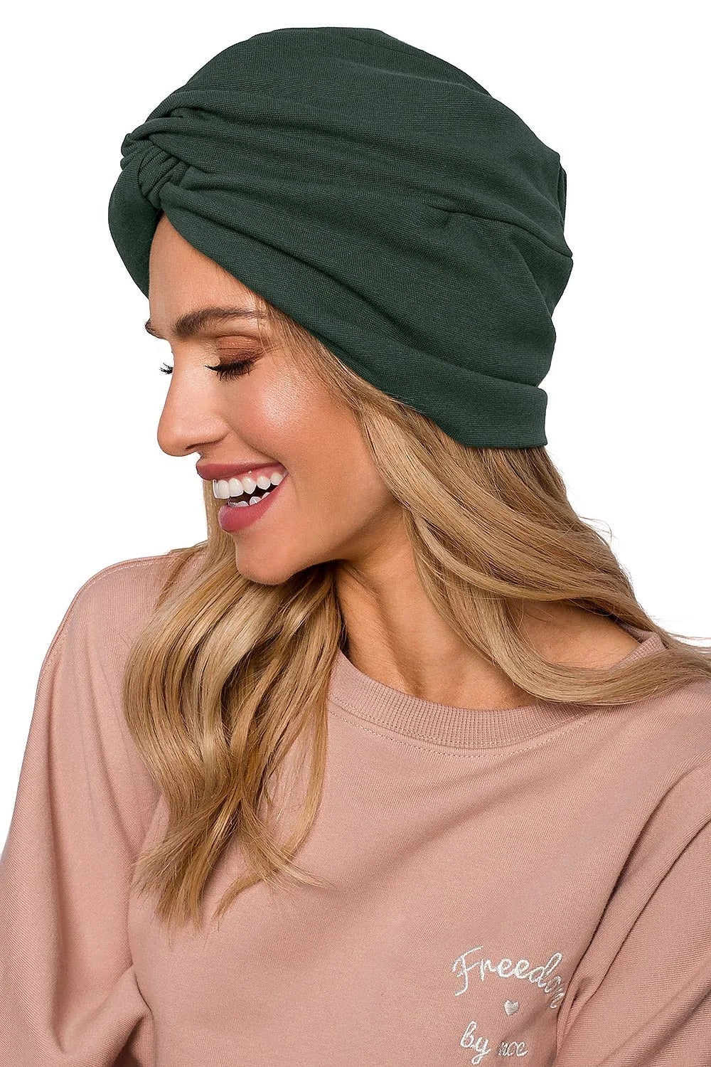 Ensemble turban et top femme coton mélangé bohème confortable élégant beige rosé brodé casual