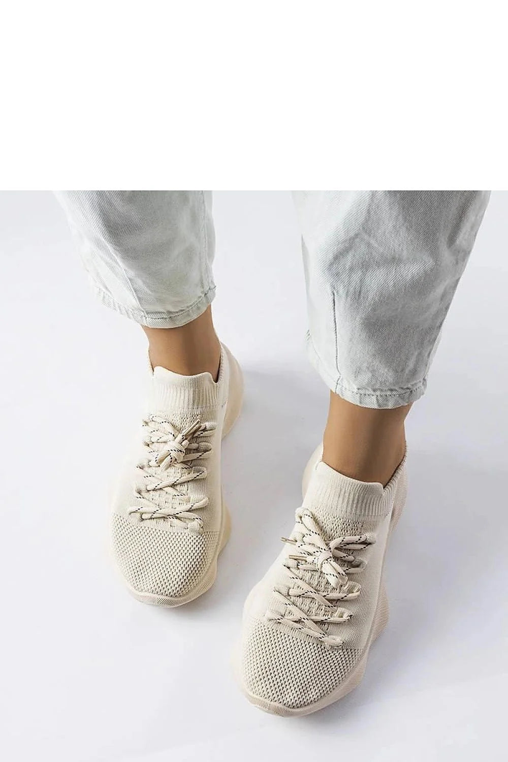 Baskets Solea femmes beige sport modernes minimalistes tige tricotée semelle caoutchouc épaissie respirantes confortables été