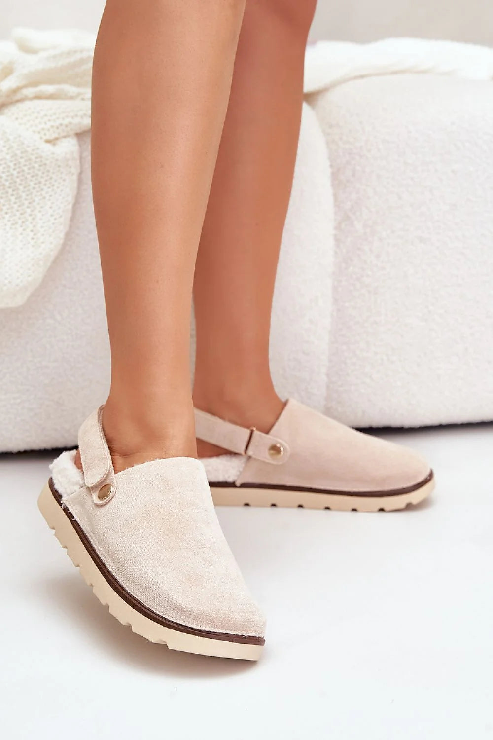 Pantoufles mules femmes suedecuir fourrure intérieure plateforme 2.5 cm style moderne occasion maison ville confort optimal