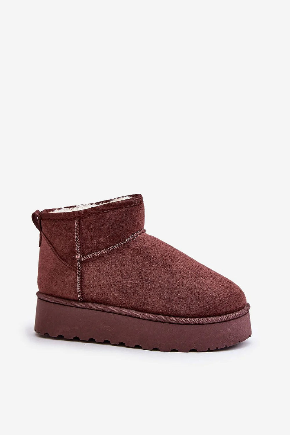Bottines de neige pour femmes élégantes mi-cheville fourrure synthétique suède écologique semelle épaisse plateforme confortable style moderne automne hiver