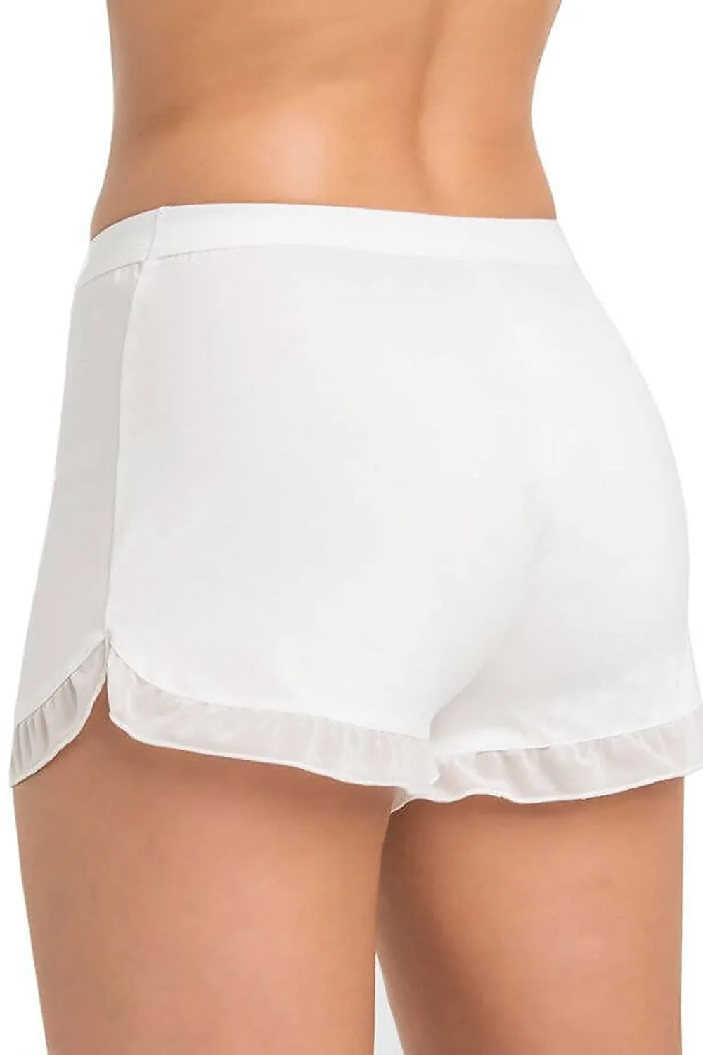 Shorts Femme Blanc Élégant Coupe Ajustée Ourlet Volants Doux Confortable