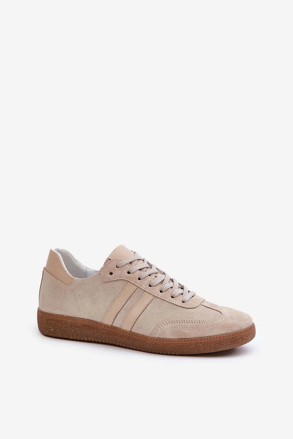 Chaussures de sport pour femmes élégantes en suède beige clair design intemporel bracelet métal doré confort toute la journée