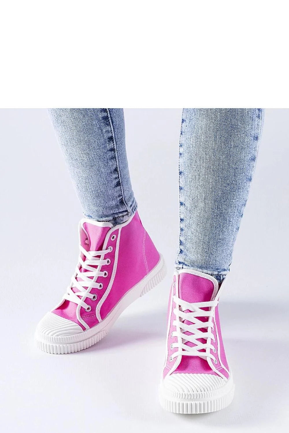Baskets montantes pour femmes rose vif style décontracté moderne高 cut maintien cheville toile respirante semelle caoutchouc blanche