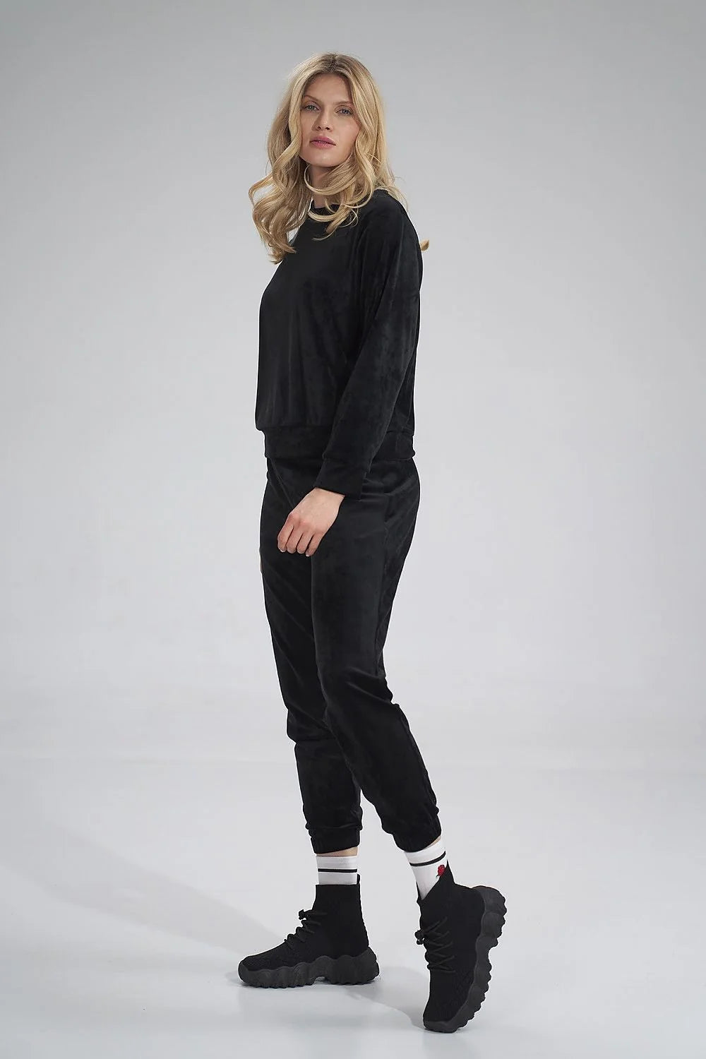 Ensemble jogging femme velours orange vif confortable élégant style casual chic décontracté manches longues
