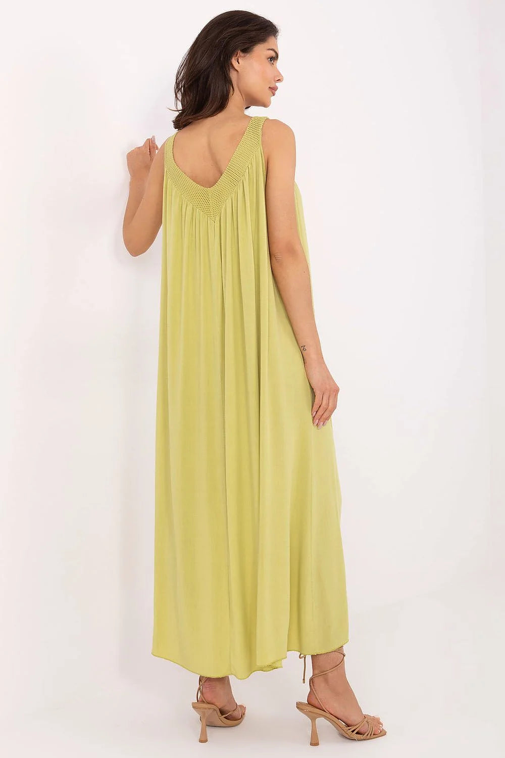 Robe de jour Och Bella longue coupe ample encolure V bretelles larges viscose légère respirante femme style élégant décontracté