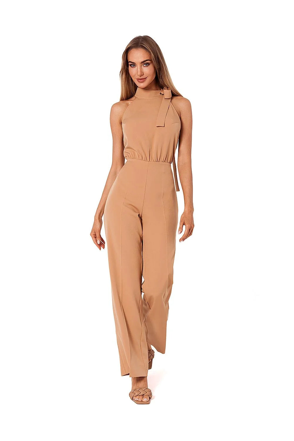 Combinaison Moe femme élégante verte sans manches col montant élastique taille ajustable polyester élasthanne