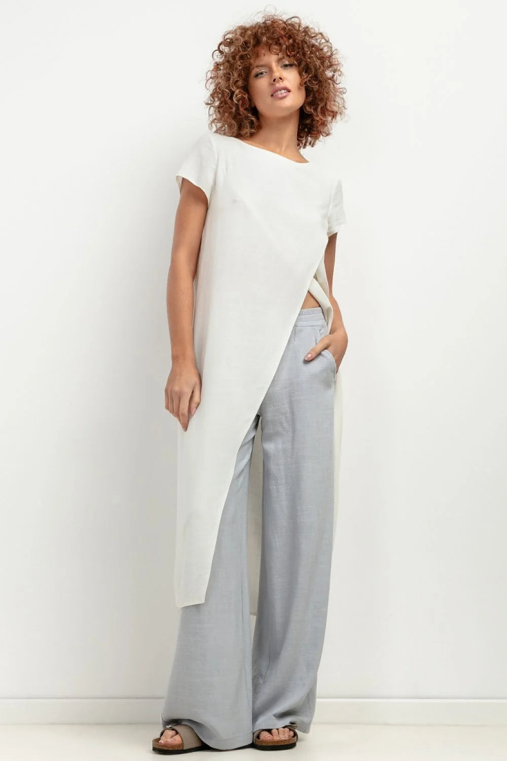 Tunique Tessita asymétrique en viscose et lin tendance été 2023 femmes style moderne coupe ample été