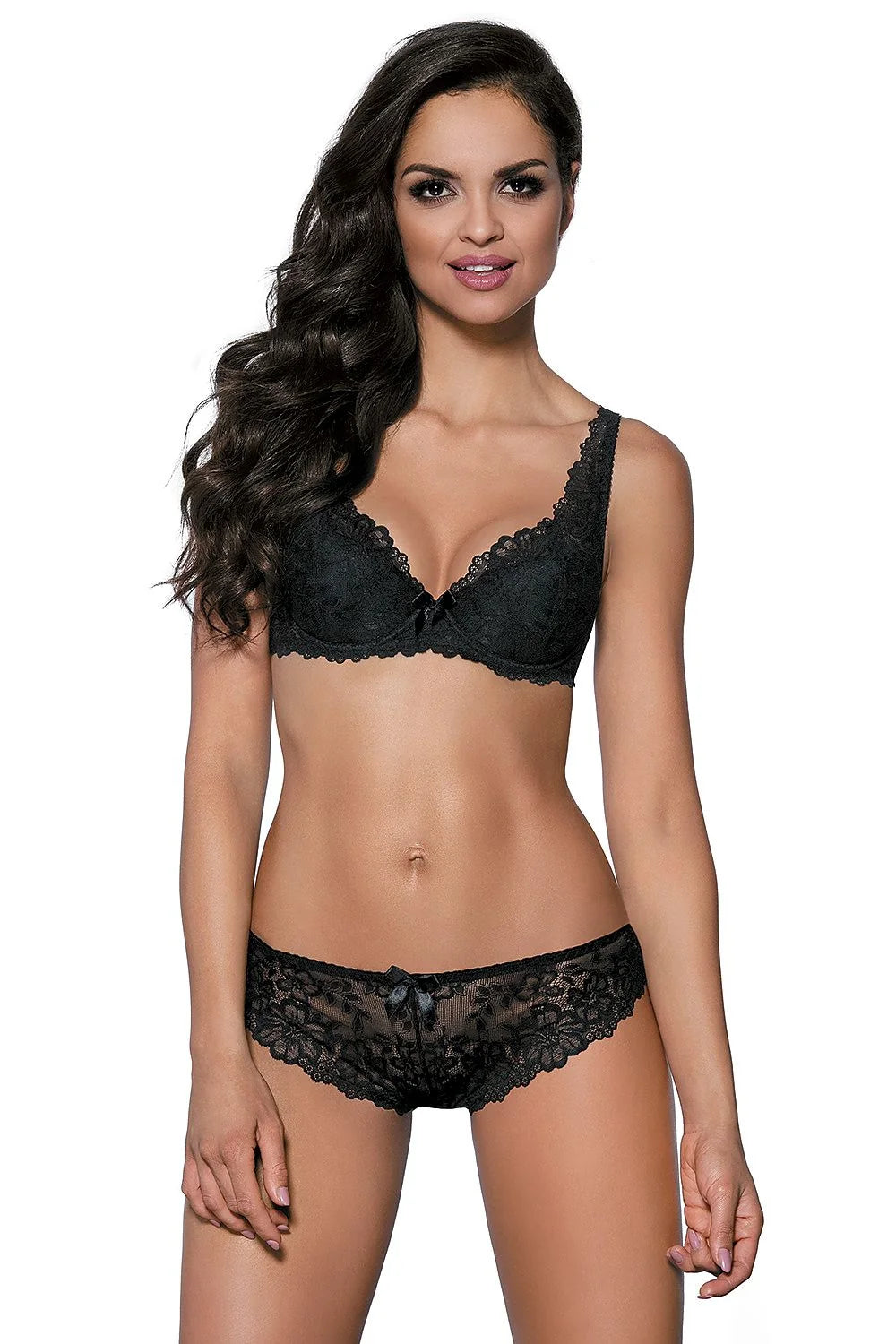 Culotte en dentelle noire transparente florale taille ajustable pour femme, coton élasthanne polyamide, tailles 36-44