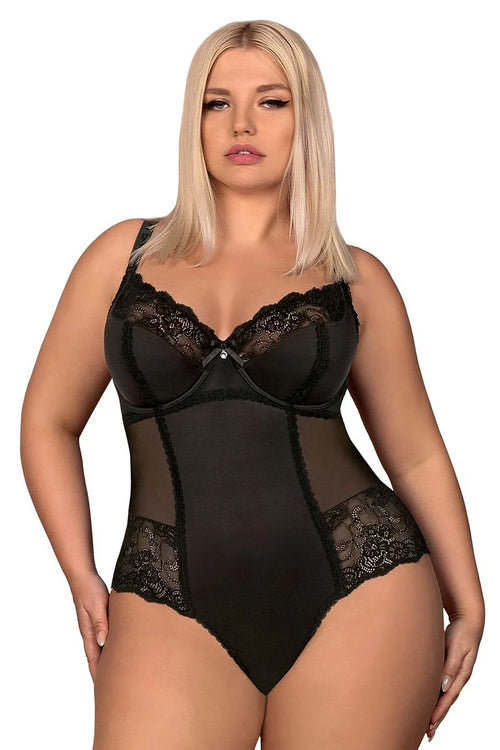 Body féminin en dentelle noire sexy, ajusté, échancré, transparent, élégant pour occasions spéciales et glamour
