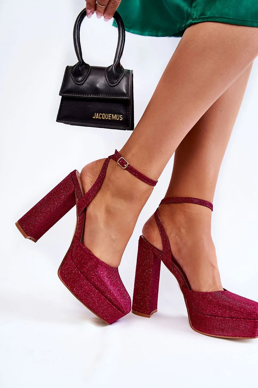 Sandales à talons.Step in style élégantes paillettes champagne talon épais plateforme cheville fermée soirée événements femmes