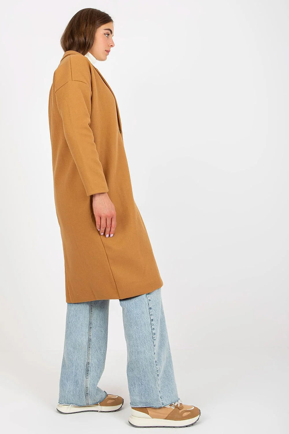 Manteau pour femme chic et moderne à col revers longueur mi-longue manches longues polyester 100% bleu vif