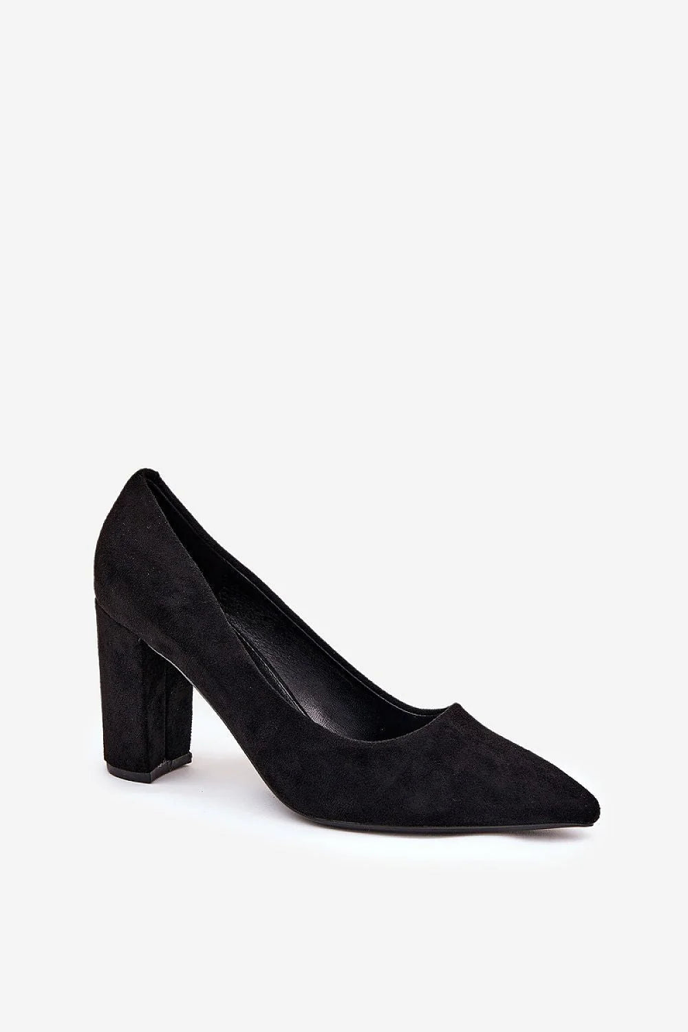 Escarpins noirs classiques en daim écologique talon large bout pointu bracelet cheville chaîne argentée femmes taille 36-41 occasion formelle soirée
