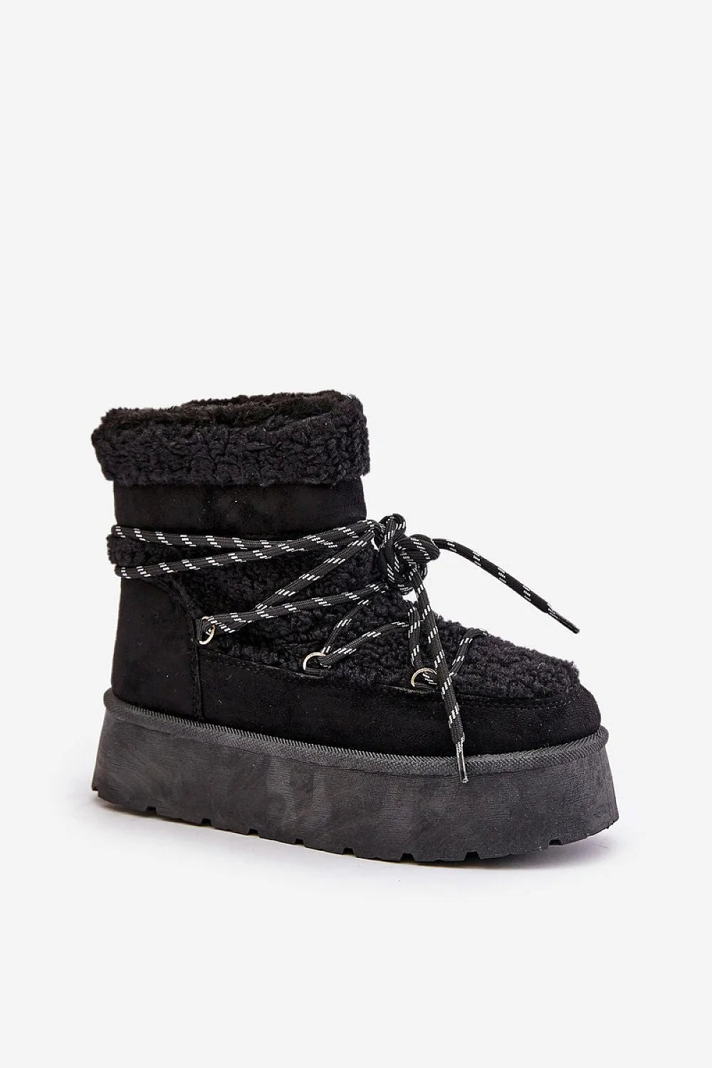 Bottes de neige pour femmes design moderne couleur noire fourrure假 plateforme épaisse isolation confort style casual-chic