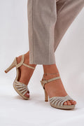 Sandales à talons aiguilles dorées strass élégantes femmes occasion spéciale confortable ajustement parfait soirées événements