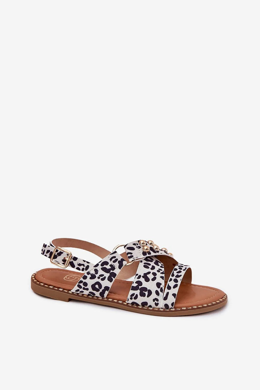 Sandales Step in style pour femme en suède écologique talon plat doré sangles croisées motif léopard ajustables occasion élégante été