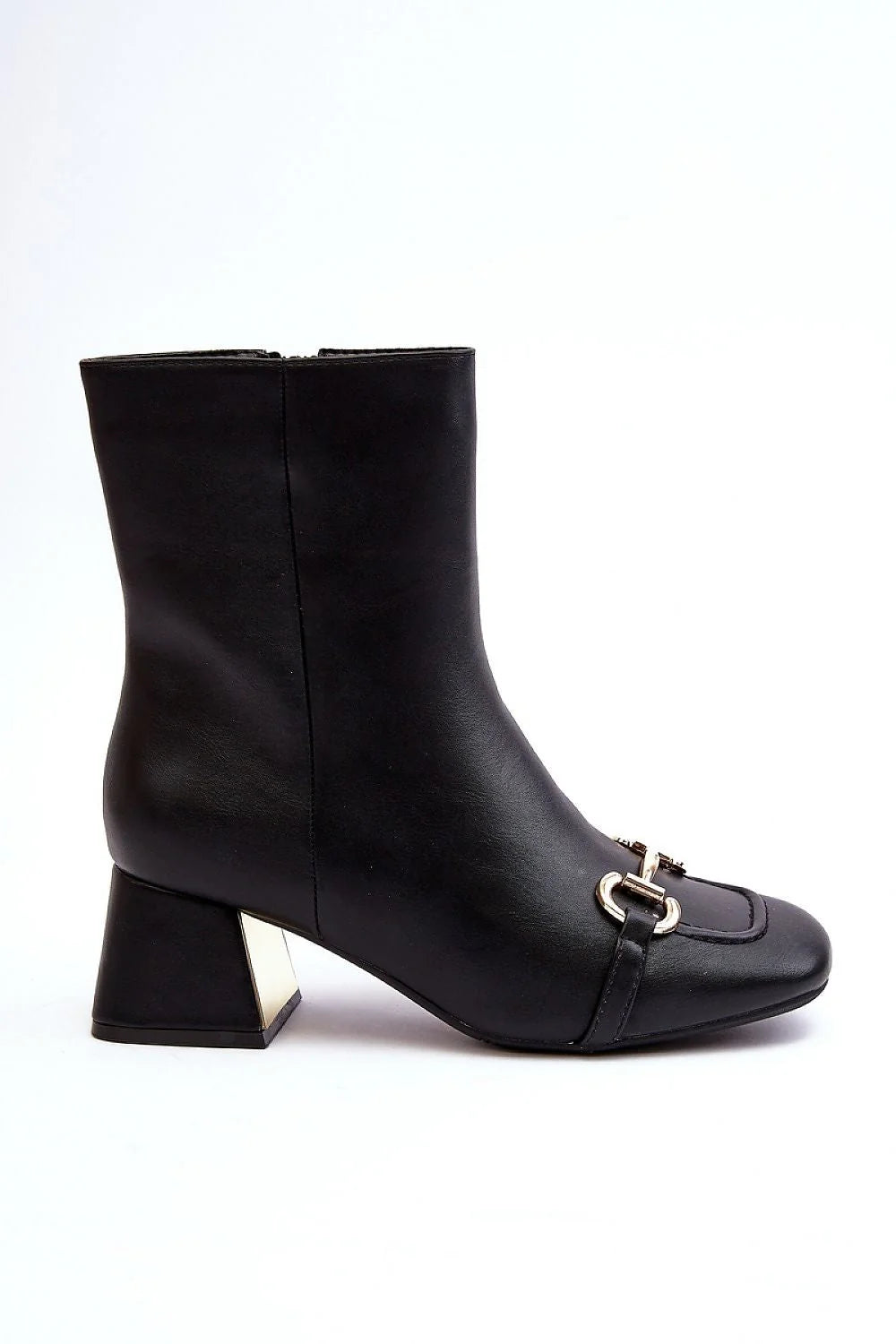 Bottes pour femmes en cuir artificiel élégantes à talon carré doré, style sophistiqué, fermeture éclair latérale, hauteur de tige 16 cm, idéales pour les occasions formelles et décontractées