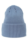 Bonnet en tricot pour femmes design classique couleur bleu clair automne hiver acrylique 100 % coupe ajustée ourlet retroussé
