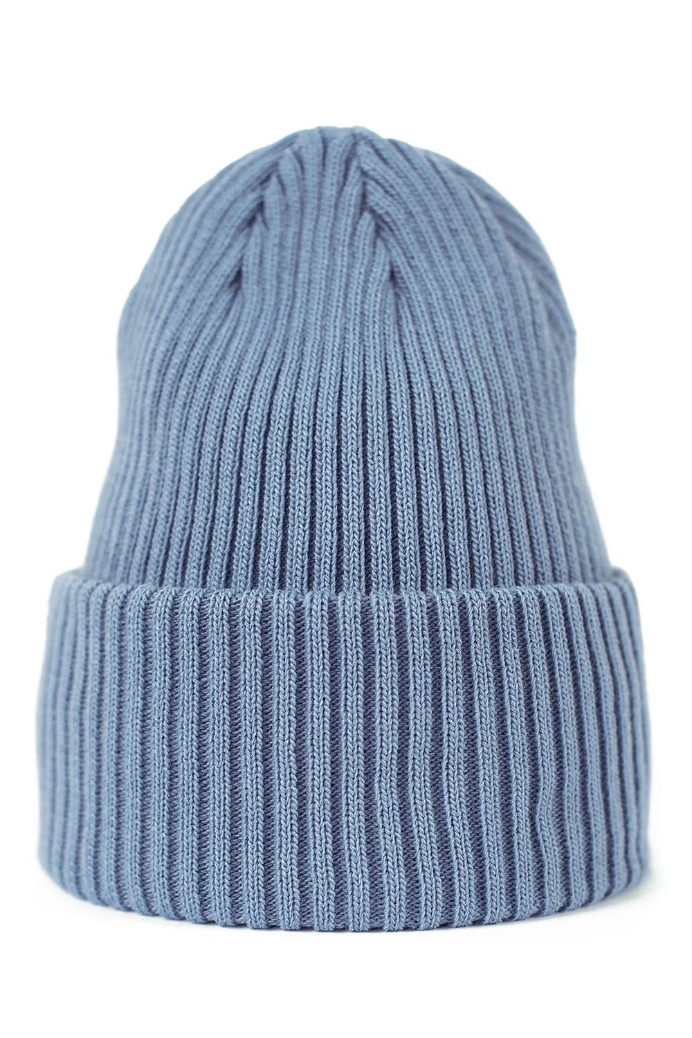 Bonnet en tricot pour femmes design classique couleur bleu clair automne hiver acrylique 100 % coupe ajustée ourlet retroussé