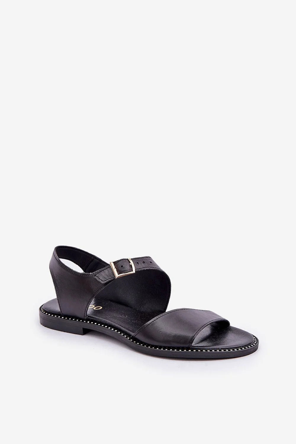 Sandales pour femmes cuir naturel design élégant minimaliste talon plat fermeture boucle ajustable semelle zircons mode été