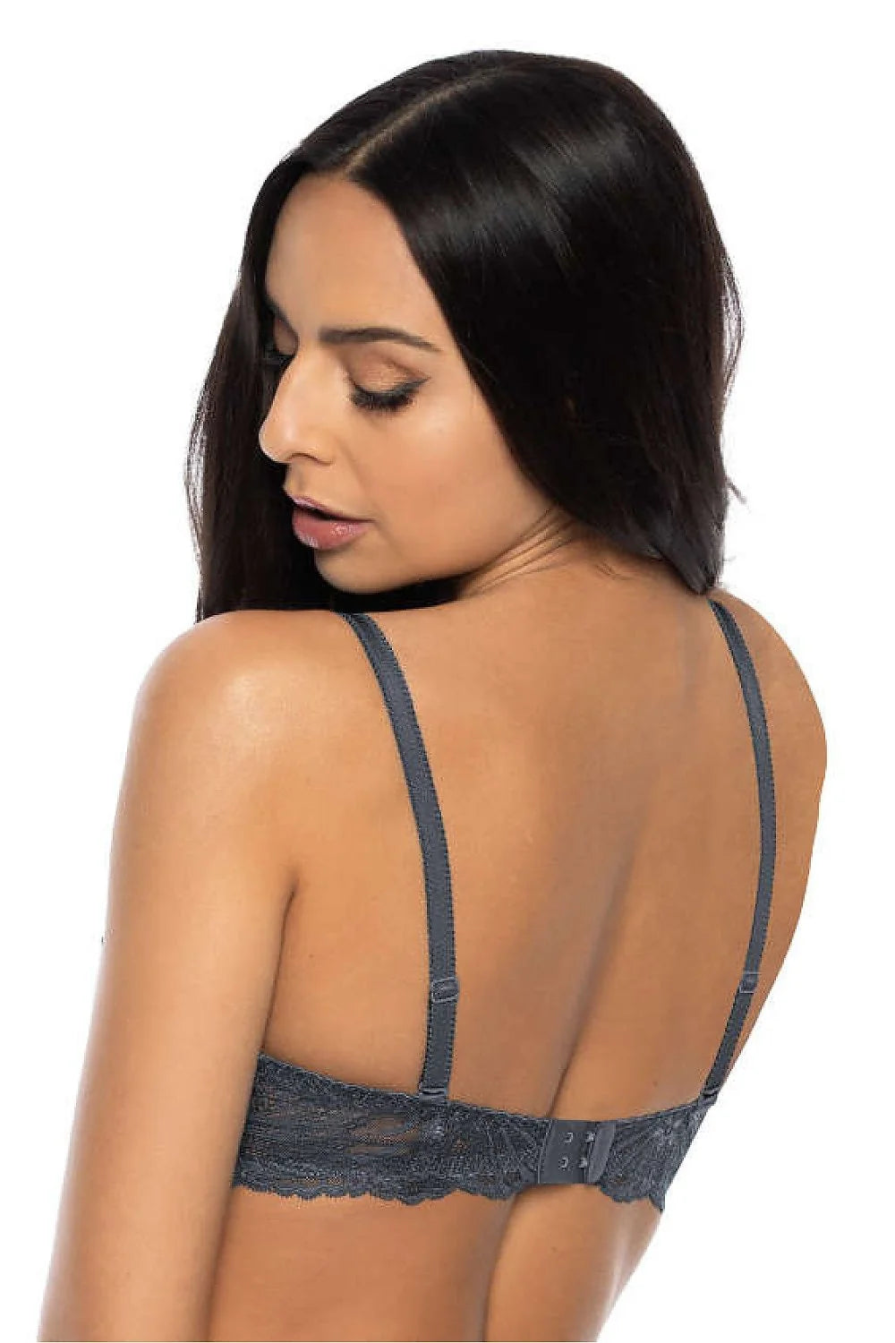 Soutien-gorge élégant pour femmes en dentelle grise push-up armatures ajustables bretelles amovibles occasion spéciale mode féminin