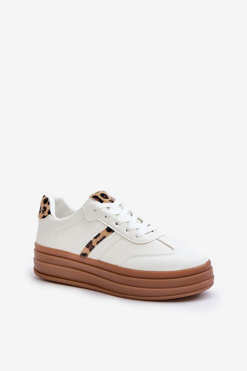 Chaussures de sport pour femmes élégantes en similicuir design moderne motif animalier semelle épaisse confortable