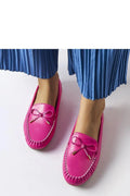 Mocassins pour femme rose fuchsia nœud décoratif cuir synthétique coupe basse confortable Via Foria