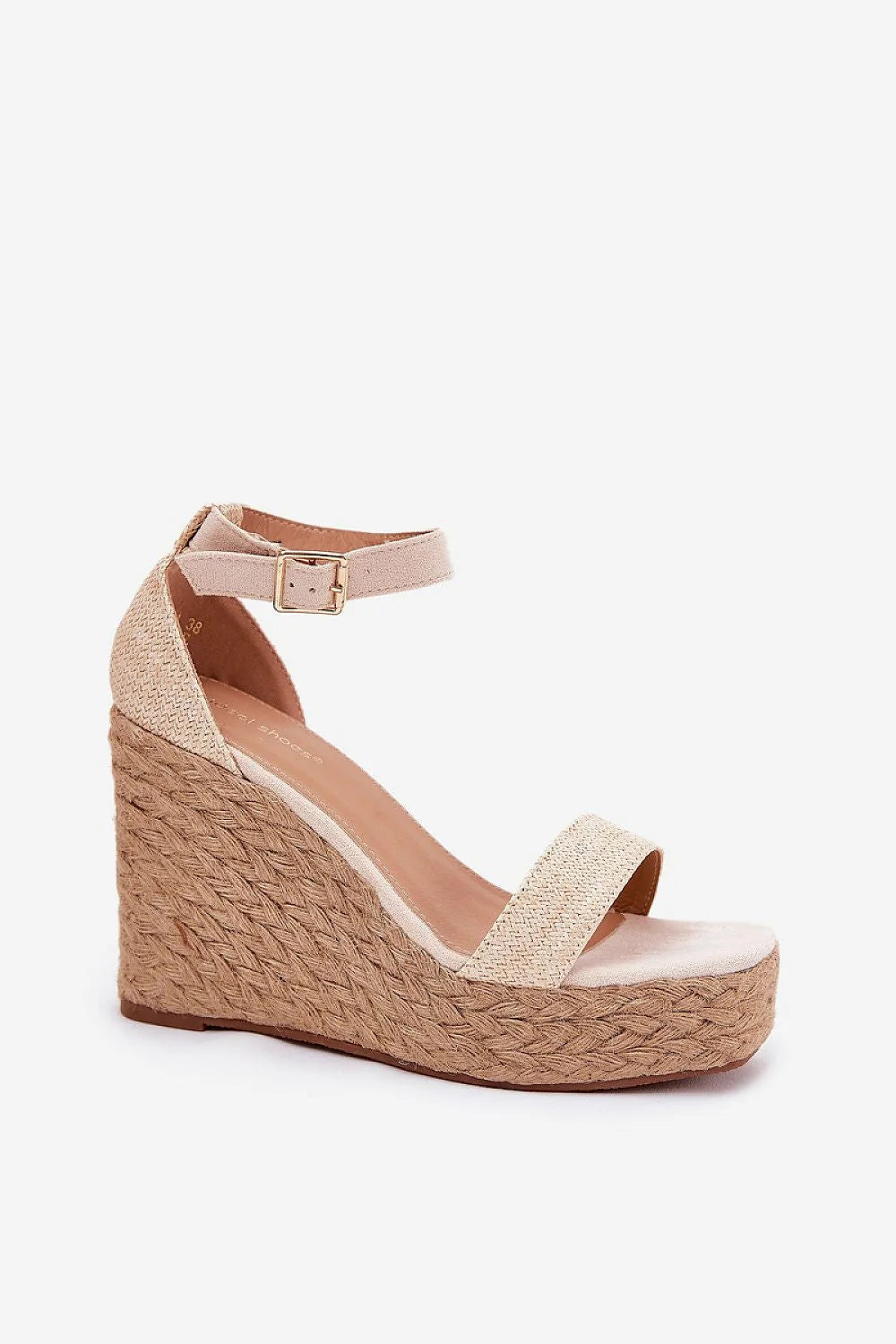 Sandales compensées tressées pour femme style classique beige cuir suédé éco-friendly