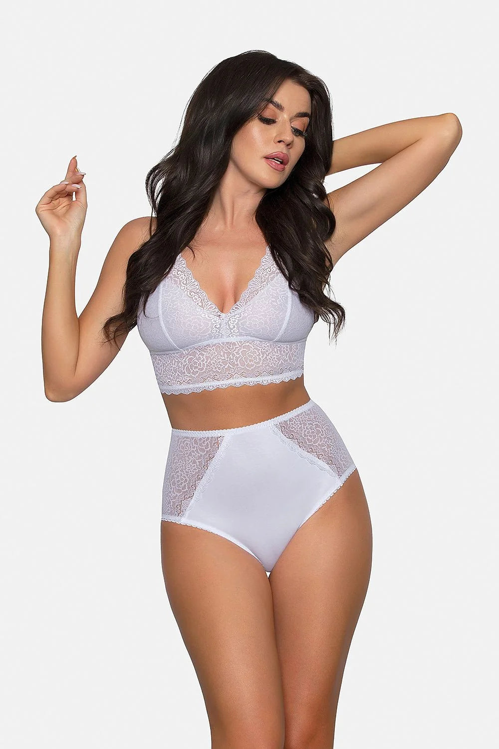 Babell culotte taille haute noire dentelle florale coton élasthanne stretch microfibre bords festonnés maintien léger sculptant confortable femme élégante
