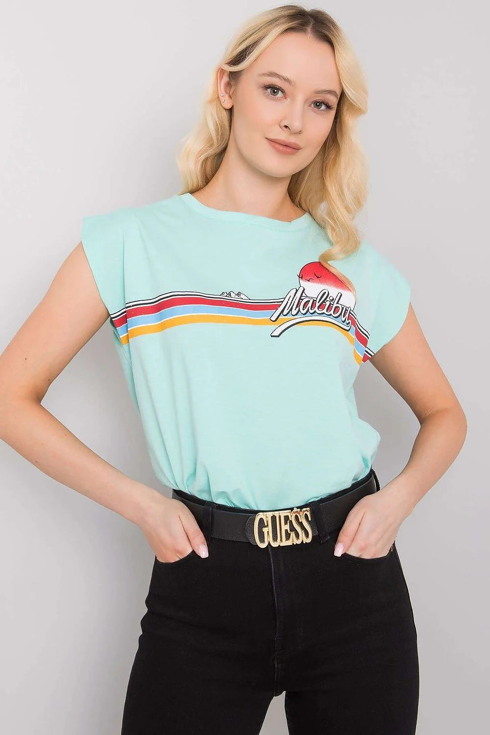 Tshirt Fancy femme noir coton jersey léger doux respirant coupe ample boxy manches courtes tombantes encolure ronde imprimé