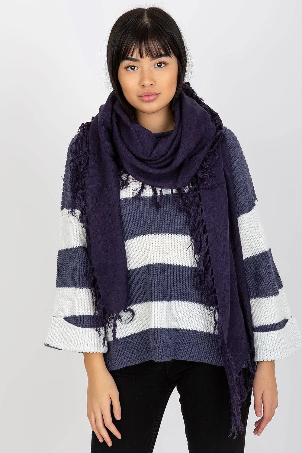 écharpe femme acrylique longue franges anthracite gris grand format enveloppante texturée douce chaude légère volumineuse bohème