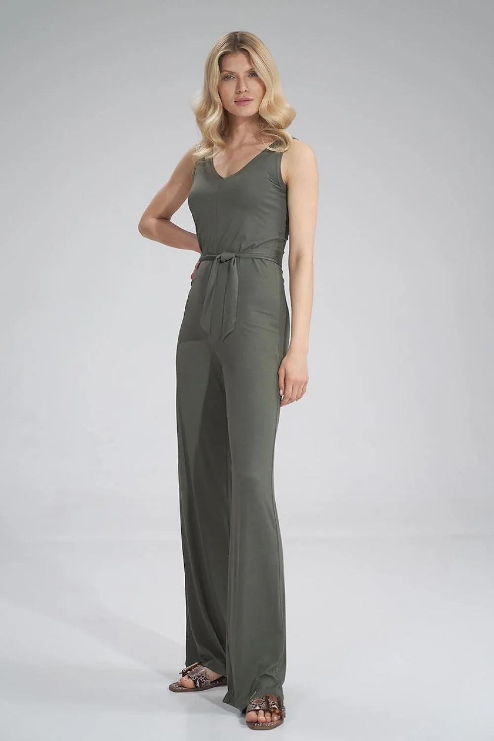 Combinaison femme élasthanne viscose élégante confortable bretelles larges ceinture intégrée jambes larges décontractée