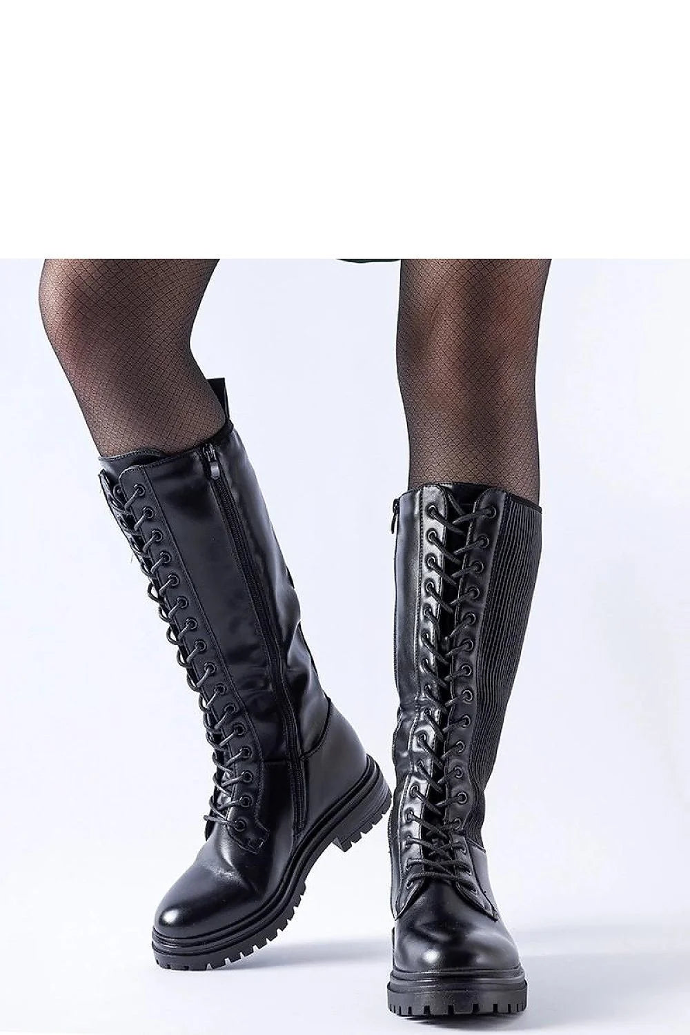 bottes montantes femme urbaines robustes hivernales chaudes isolantes cuir écologique noir semelle crantée talon moyen tige élastique zippée lacets réglables