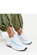 Baskets femmes style moderne urbain cuir synthétique mesh blanc bleu clair logo logo incrusté semelle amortie lacets blancs