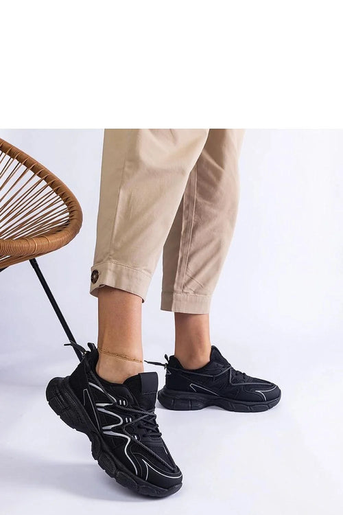 baskets solea noires femmes chunky semelle épaisse amortissante cuir écologique mesh surpiqûres blanches lacets tirant talon confortable respirant
