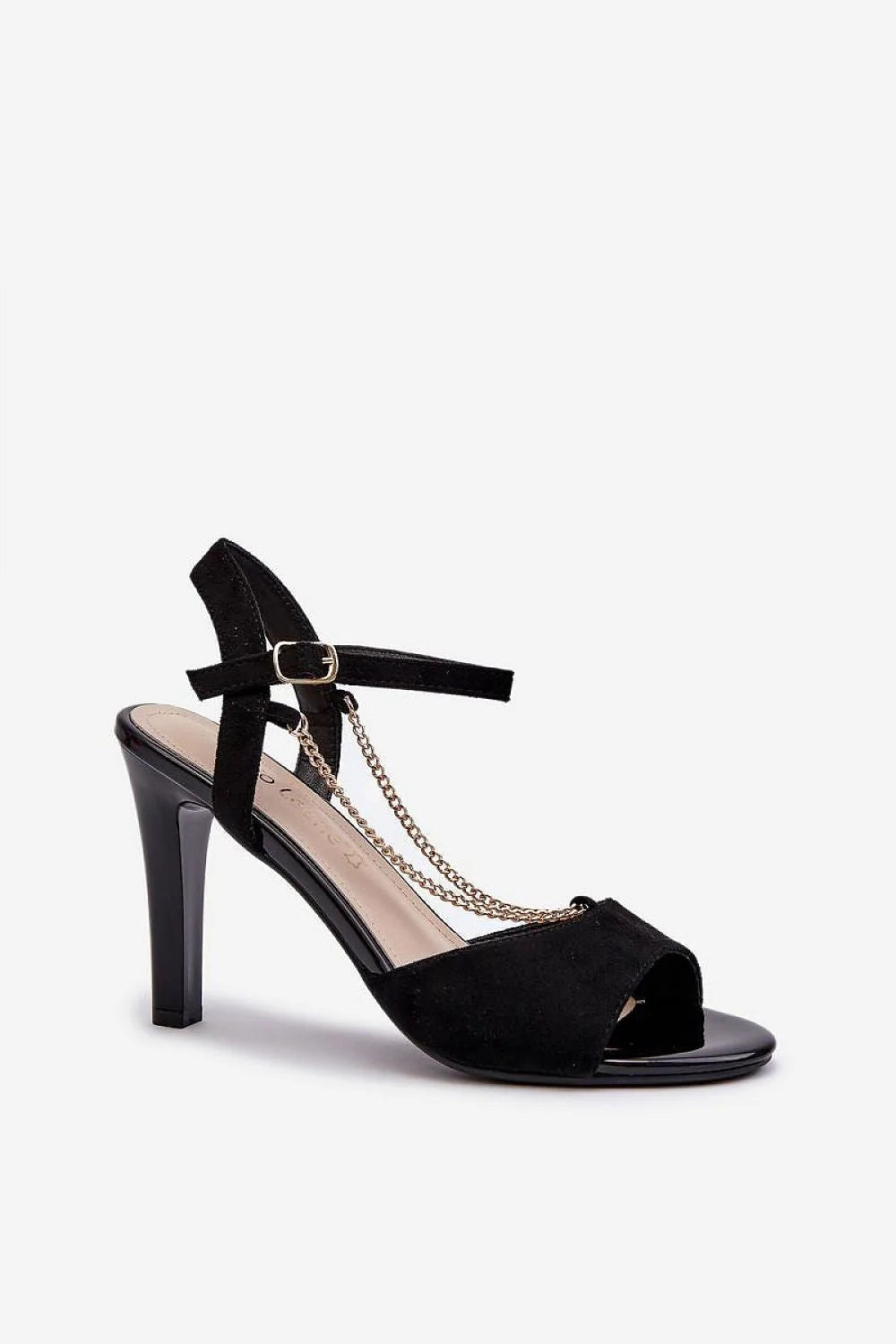 Sandales à talons stiletto en suédine écologique pour femmes, style élégant, occasion soirée, couleur noire, ajustable