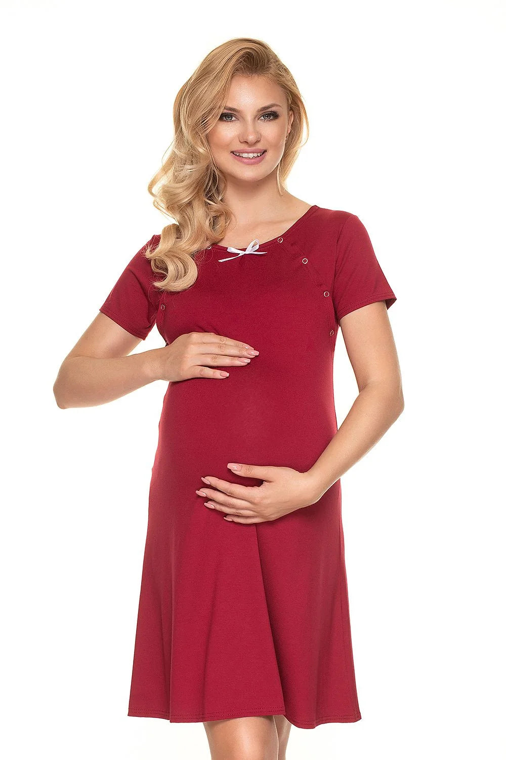 Robe de nuit maternité coton confort élégant manches courtes allaitement pratique couleur mauve femmes