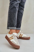 Chaussures de sport pour femme en cuir naturel basse à lacets style urbain élégant confort tout le jour