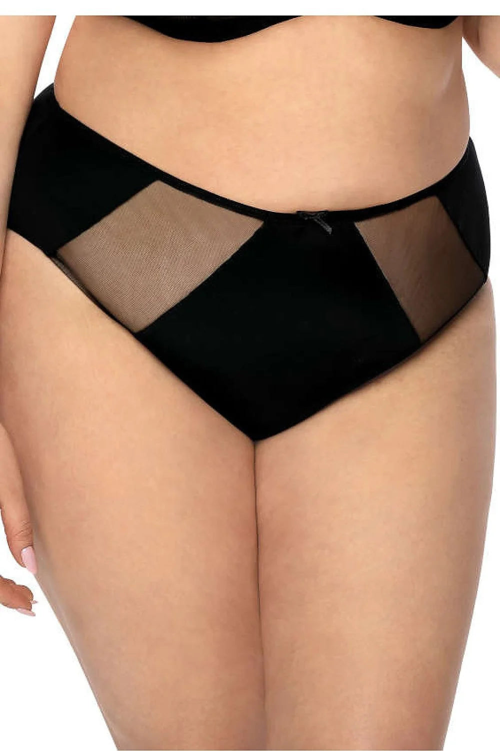 Culotte de mode noire taille haute tulle transparent bow détails féminins élasthanne polyamide lingerie femme