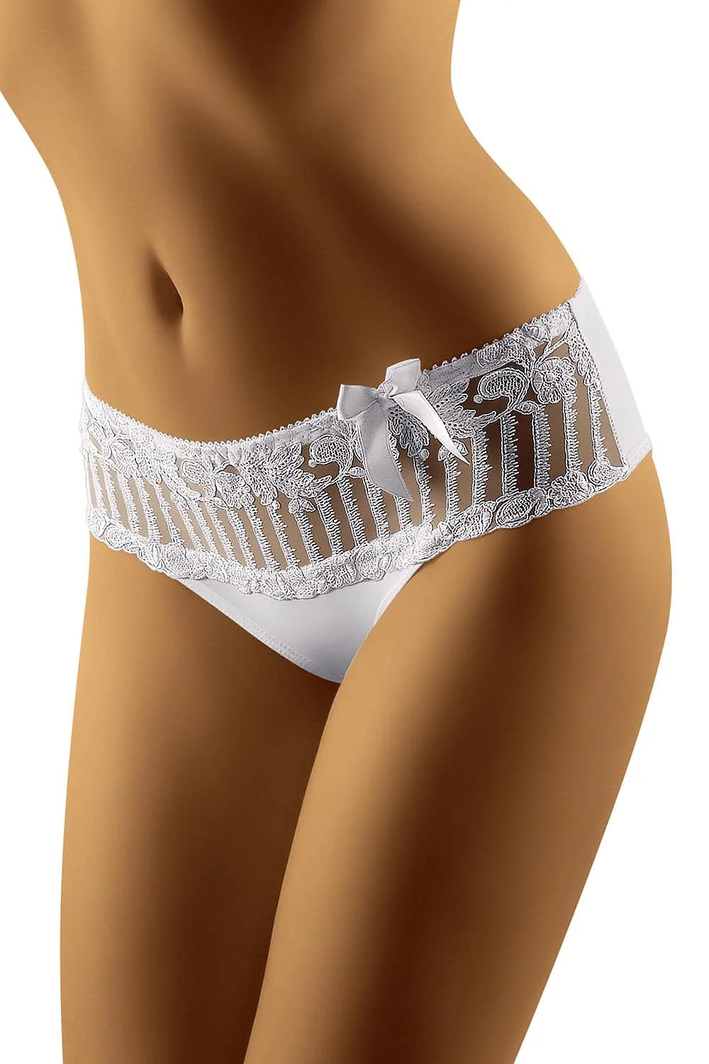 Culottes en dentelle blanche sexy et romantique taille basse avec motif floral élégant féminin