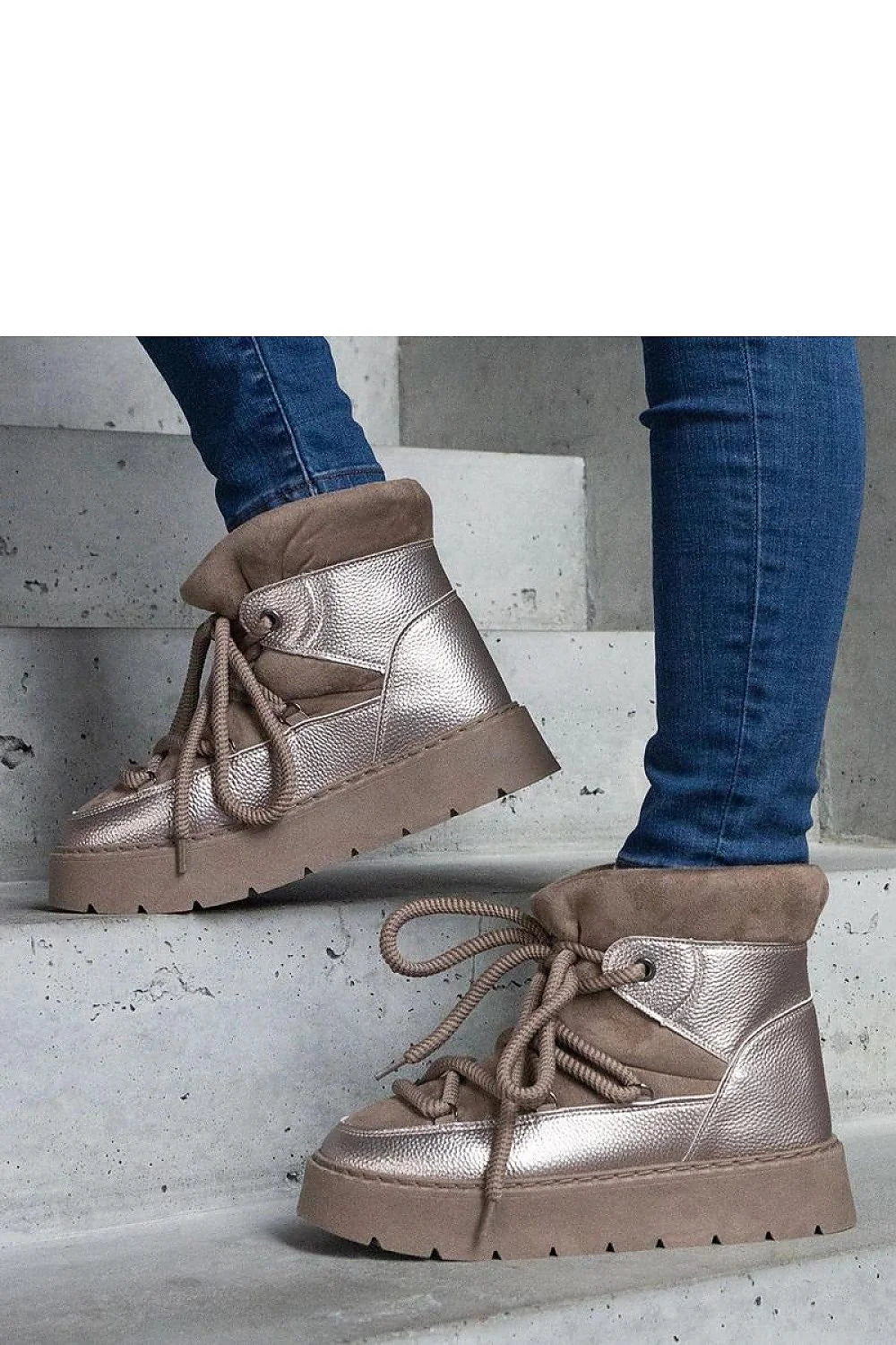 Bottes de neige Solea pour femme style moderne cuir écologique fourrure Sapphi plateforme doublée hiver élégance confortables