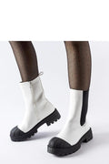 Bottes pour femmes design contemporain audacieux blanches cuir blanc haute qualité mode urbaine moderne coupe ajustée fermeture éclair latérale semelle épaisse crantée noir polyvalentes femmes élégantes
