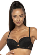 Soutien-gorge push-up dentelle noir rembourré amovible confort style élégant femmes