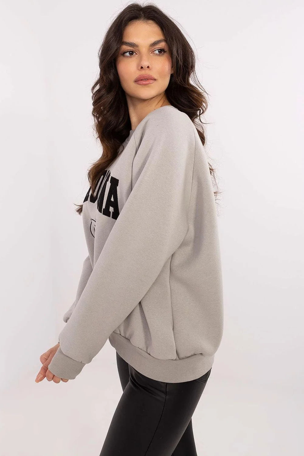 Sweatshirt femme design décontracté coupe ample manches longues col rond coton polyester Carolina logo université casual sport