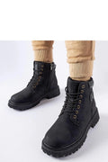 Bottes de trappeur noires en cuir doublées, fermeture à lacets, style robuste et moderne, femmes, confort et durabilité