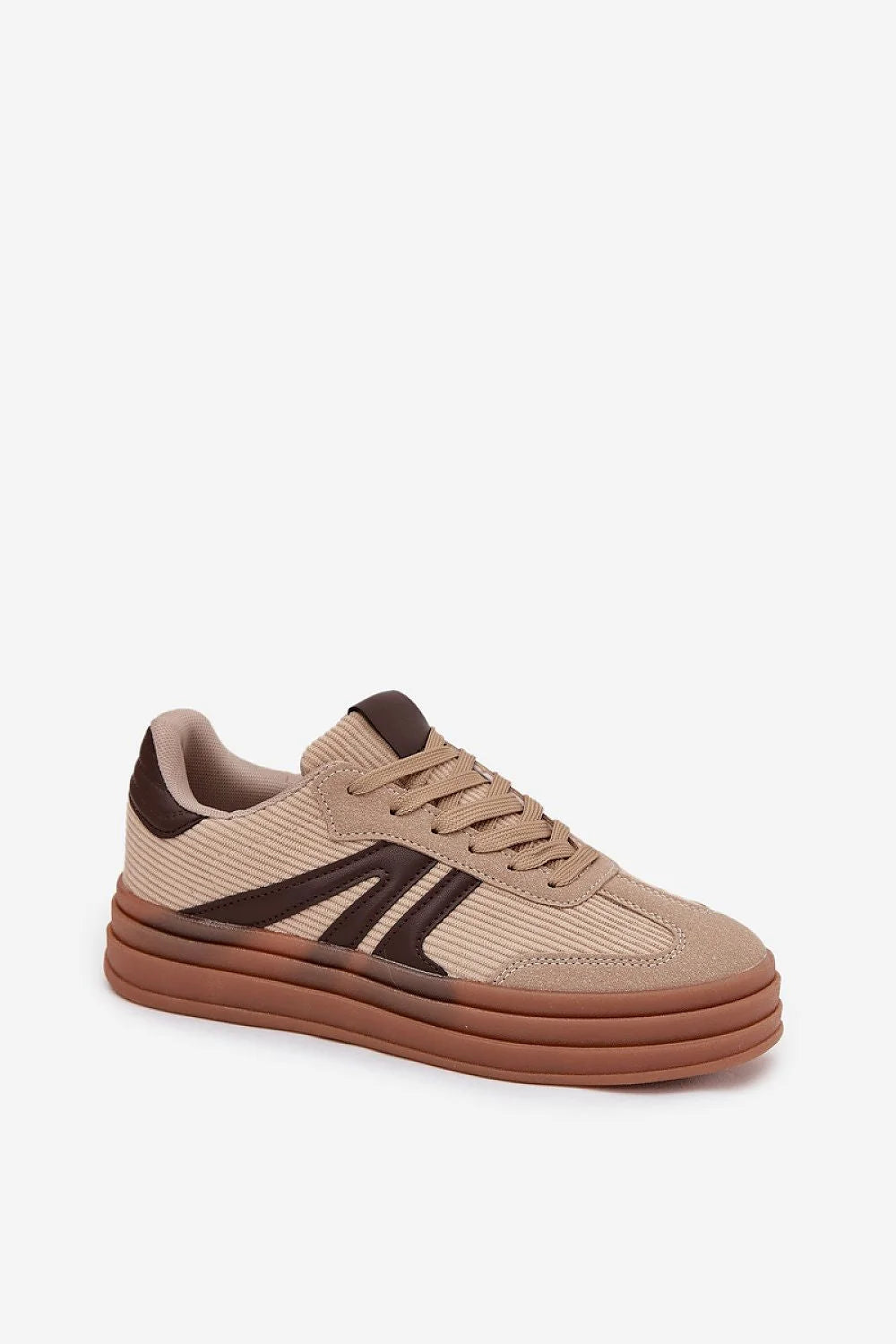 sneakers femmes tissu côtelé simili cuir suédé plateforme caoutchoutée stabilité confort quotidien lacets classiques bouts arrondis semelle intérieure mousse amovible