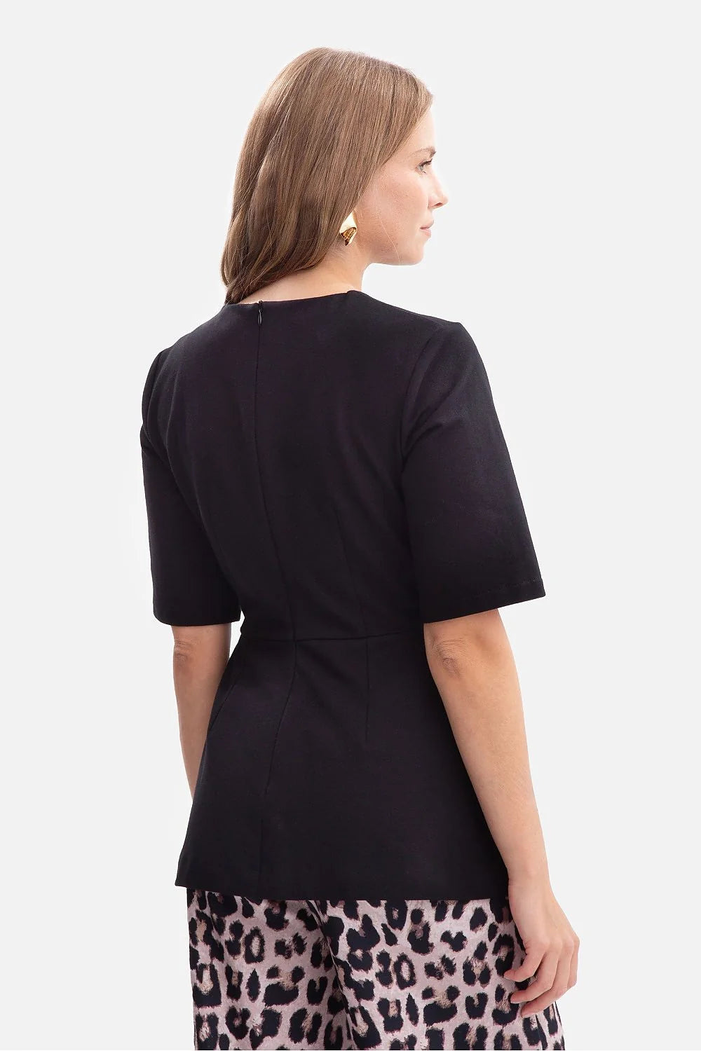 chemisier femme jersey molleton 260g boucle intérieure fermeture éclair cachée encolure ronde manches coude coupe droite légèrement cintrée