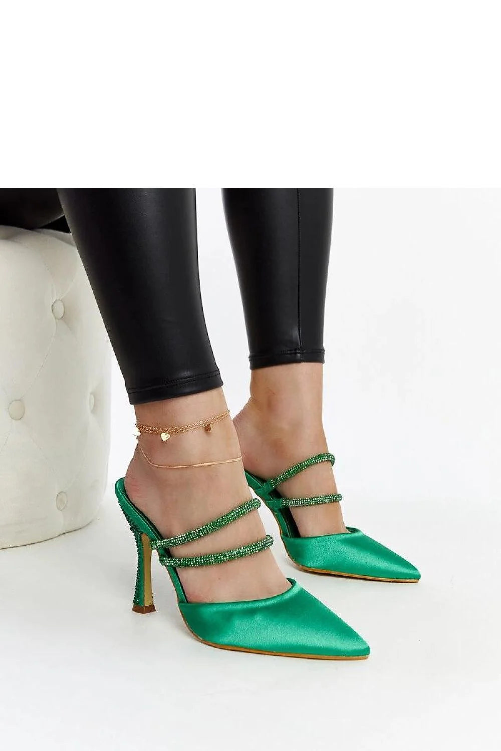 Escarpins à talons aiguilles vert émeraude, design moderne, strass, semelle beige, talon 10 cm, comfort, summer shoes, soirée, femme, accessoires mode
