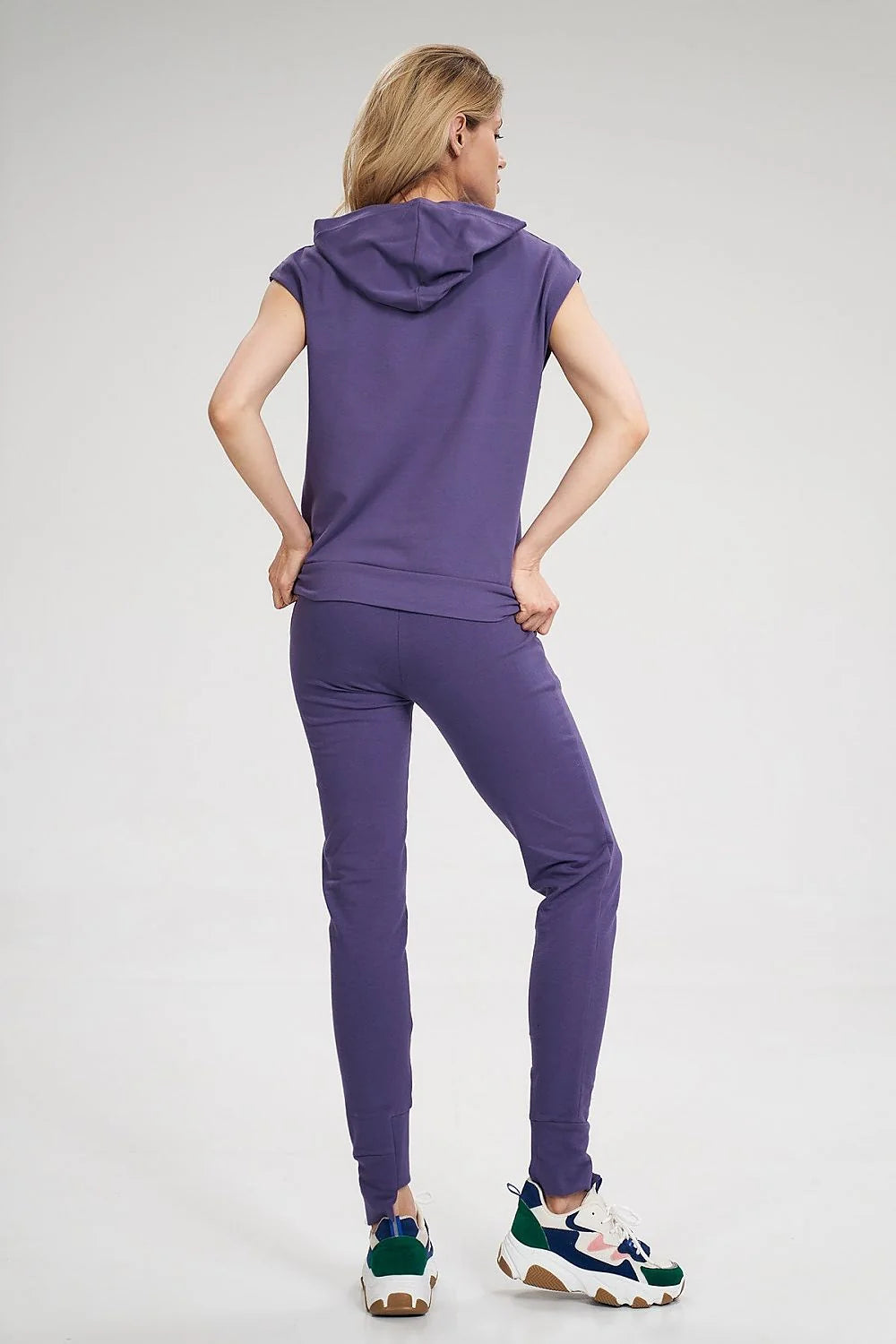 Pantalon de jogging coton violet décontracté ajusté pour look sportif confortable au quotidien femmes