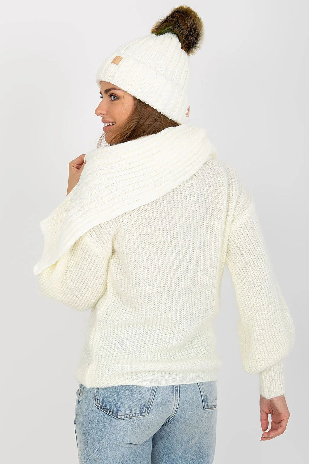 Ensemble Rue Paris hiver femme bonnet écharpe pull maille tricotée acrylique 100 % chaleur confort mode